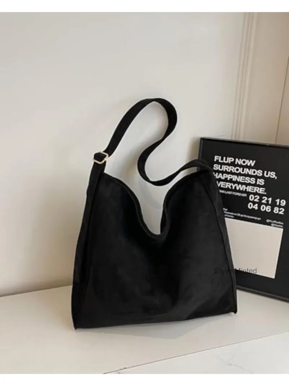 Faux Suede Slouchy Hobo Shoulder Bag Large Tote Crossbody for Work Travel
